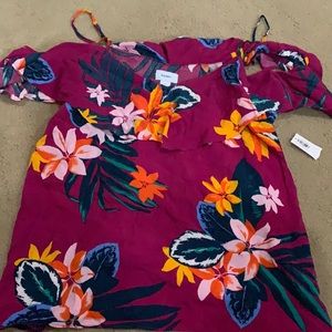 Tropical off shoulder tank top